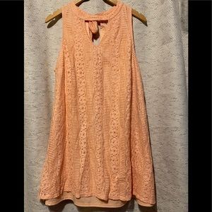 Curvy, Light Pink Floral Print Strap dress